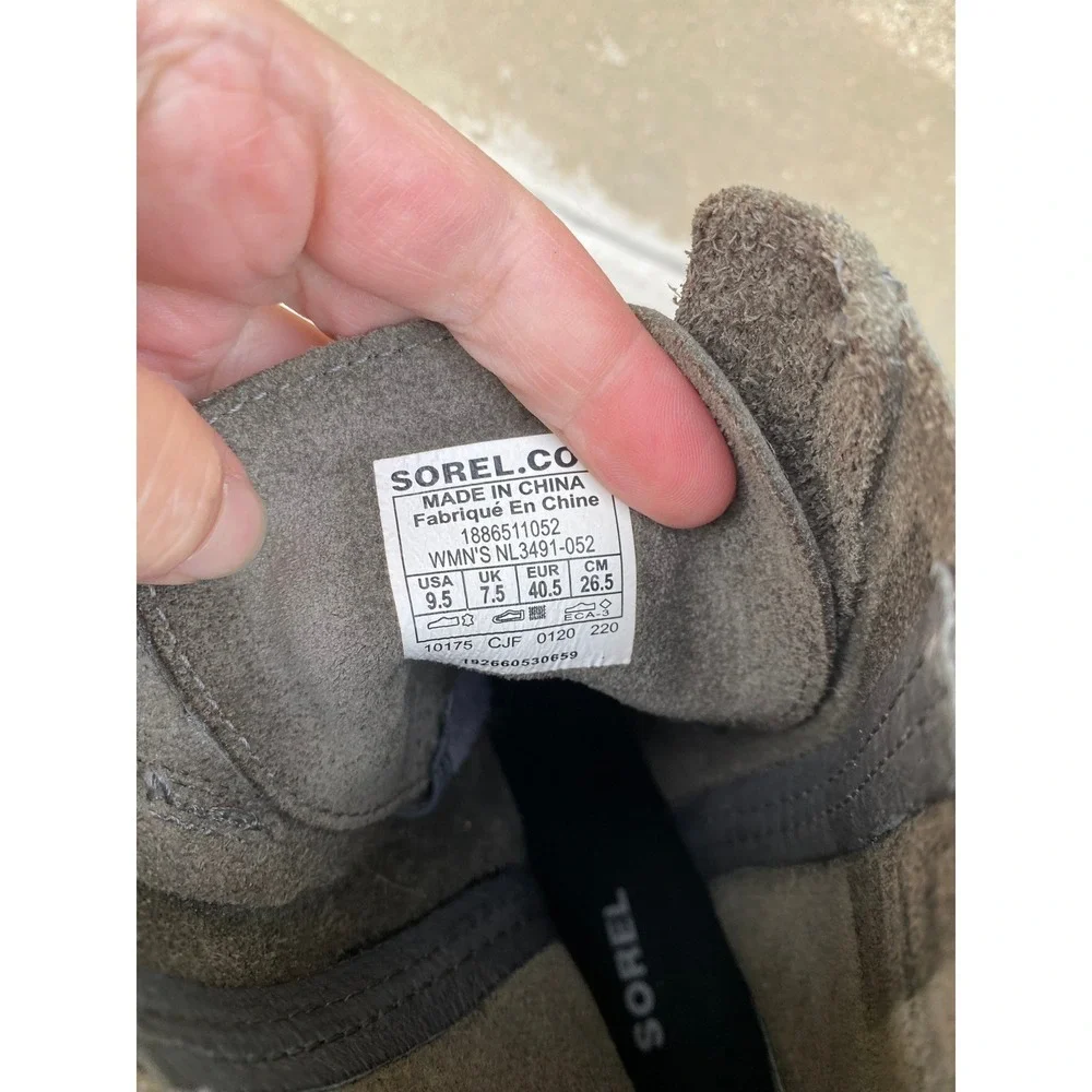 Sorel Joan Of Arctic Wedge Ankle Boots 9.5 Gray Leather Lace Up‎ Gorpcore Combat